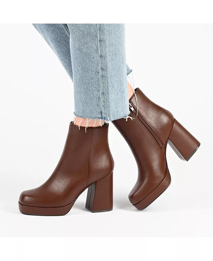 Женские ботинки Mollie на платформе с квадратным каблуком Journee Collection, коричневый — фото 4