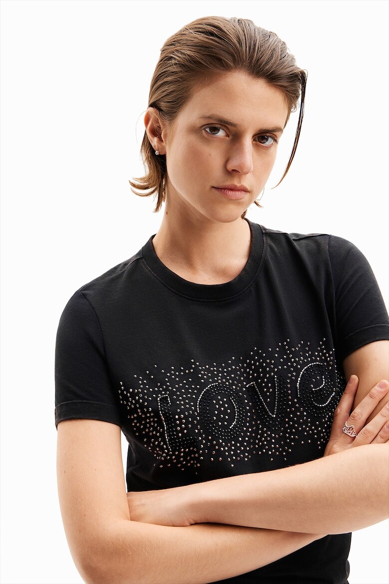 

Футболка с декоративными камнями Desigual, черный