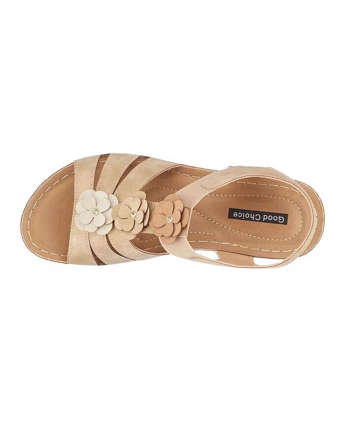 Женские босоножки на танкетке Beck с цветочным узором GC Shoes, бежевый — фото 4