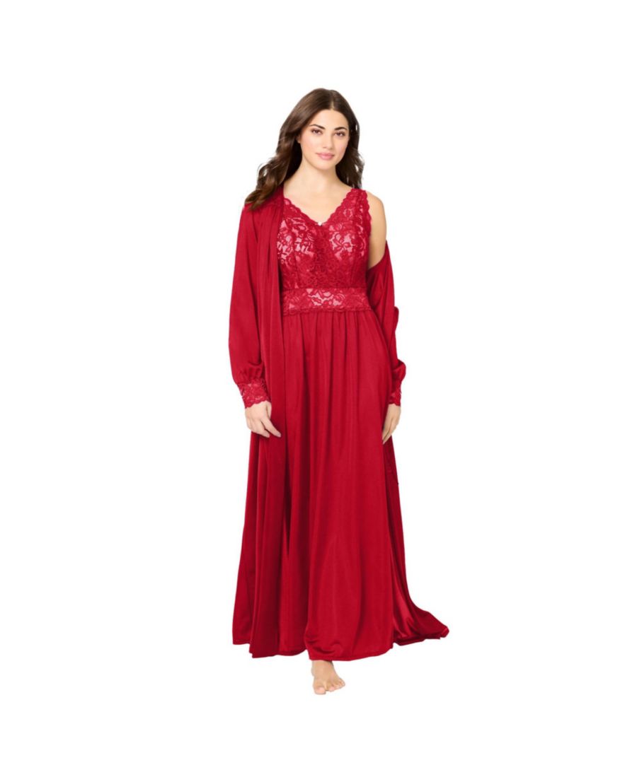 

Женский пеньюар, состоящий из двух частей: трикотажного платья и халата Amoureuse, Classic red