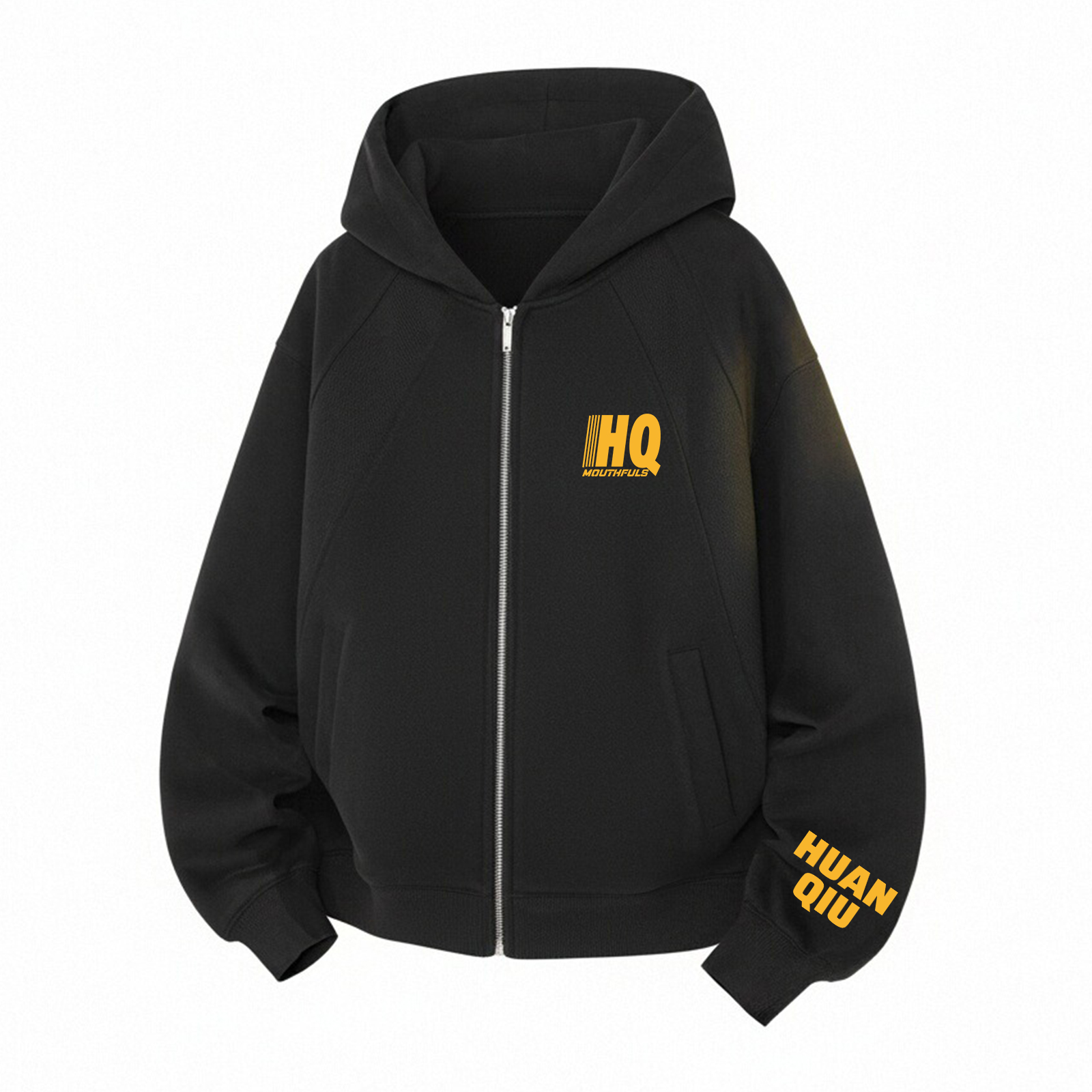 

Толстовка Unisex Hooded Moderate Heavyweight HUANQIU, черный (желтый)