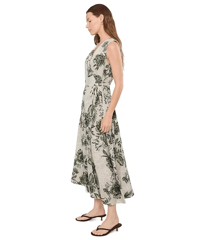 Платье с цветочным принтом модель Sleeveless V-Neck Floral Gauze Faux Wrap Dress Calvin Klein, Indigo Multi — фото 3