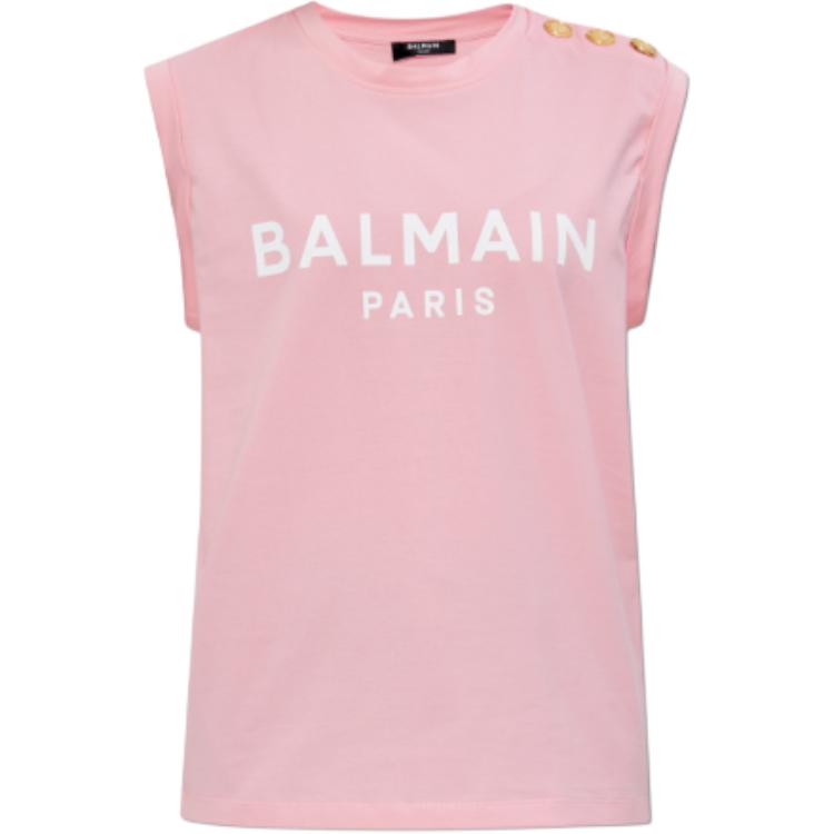 Майка без рукавов с принтом логотипа BALMAIN, светло-розовый — фото 3