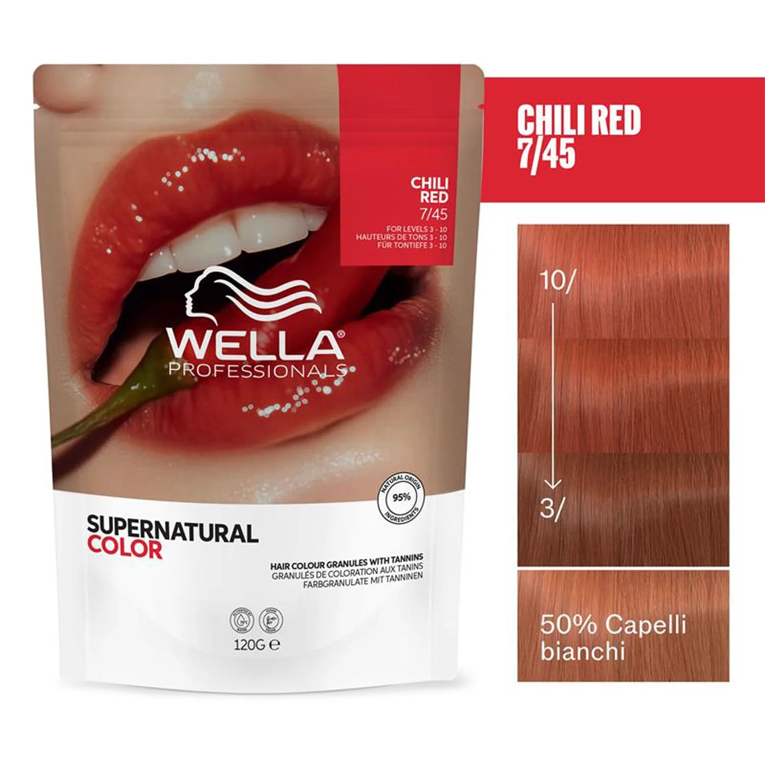 Профессиональная краска для волос «Supernatural Color 7/45 Chili Red» от Wella Wella — фото 2