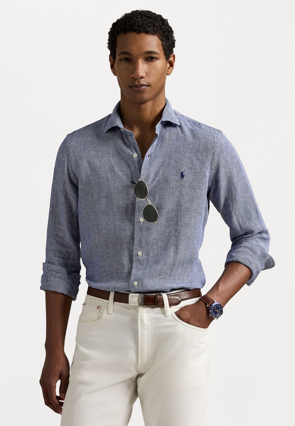 

Рубашка CUSTOM FIT LINEN SHIRT Polo Ralph Lauren, Royal/White