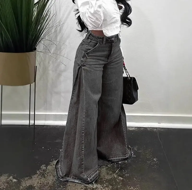 Джинсы мешковатые Y-2K, Wide Leg, Black — фото 3