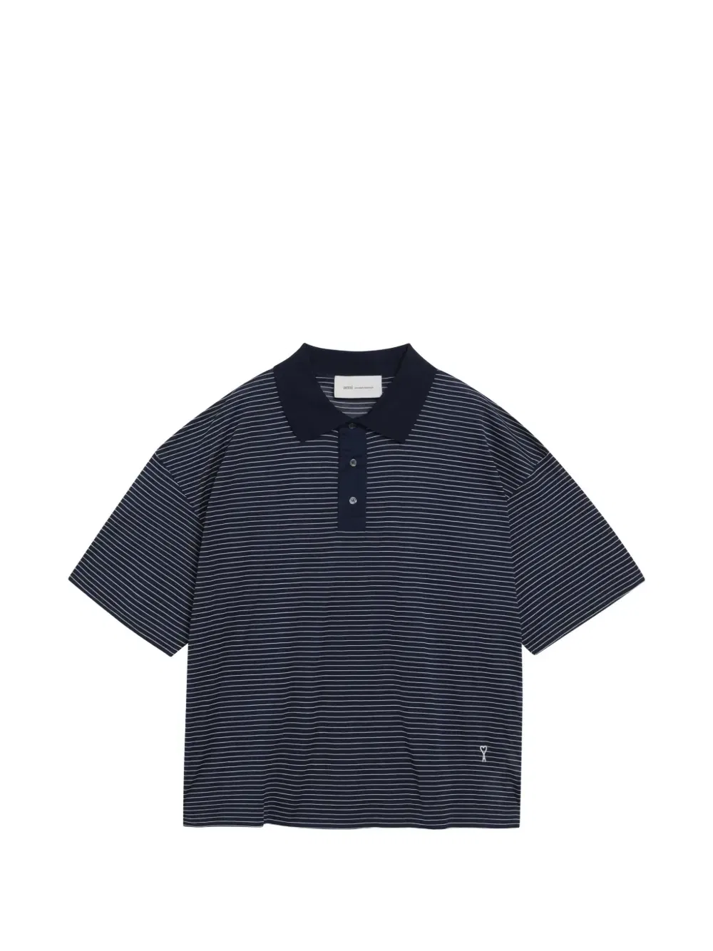 Поло в полоску на пуговицах AMI Paris, синий