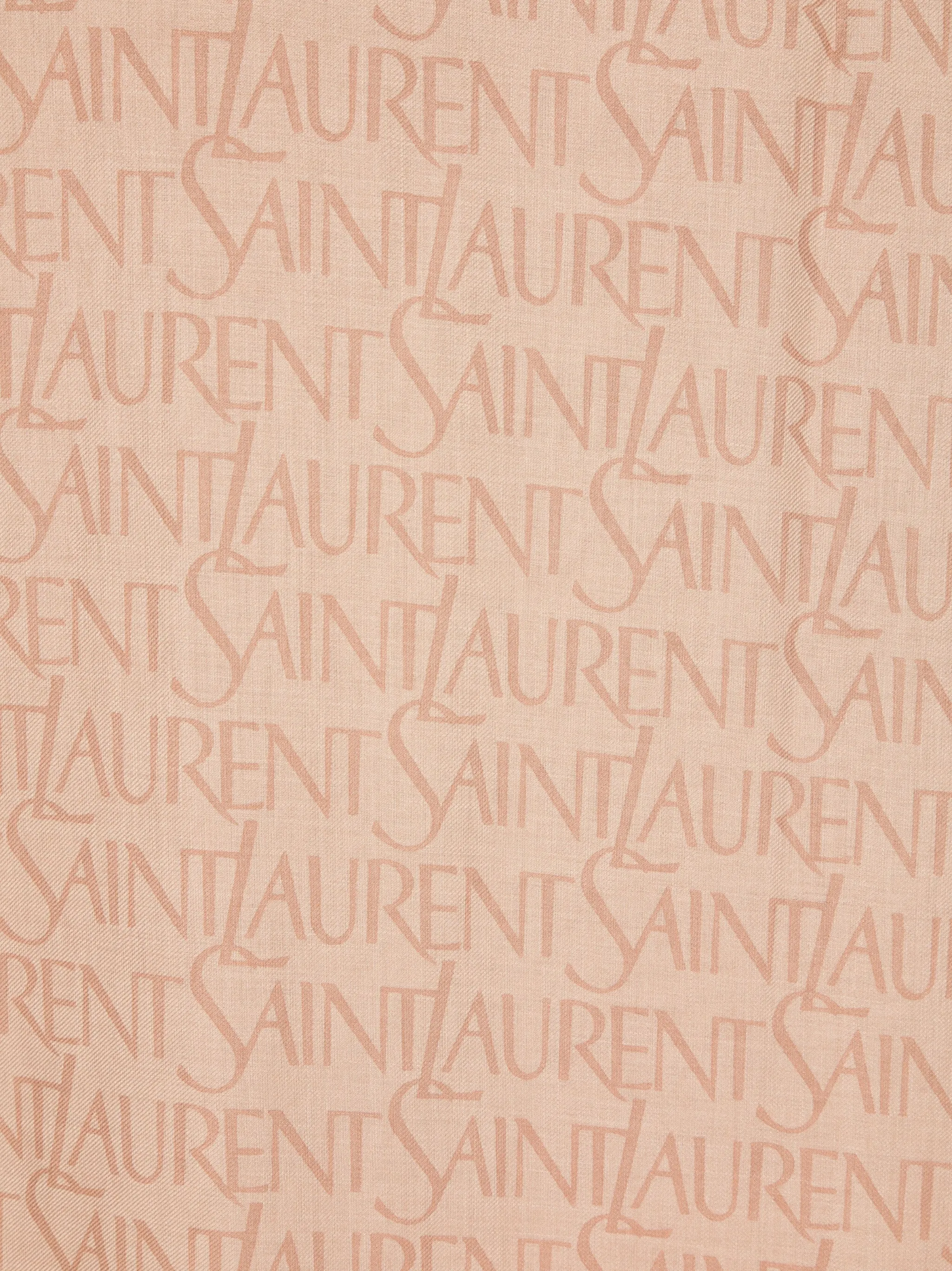 Шарф с жаккардовым логотипом Saint Laurent, коричневый — фото 2