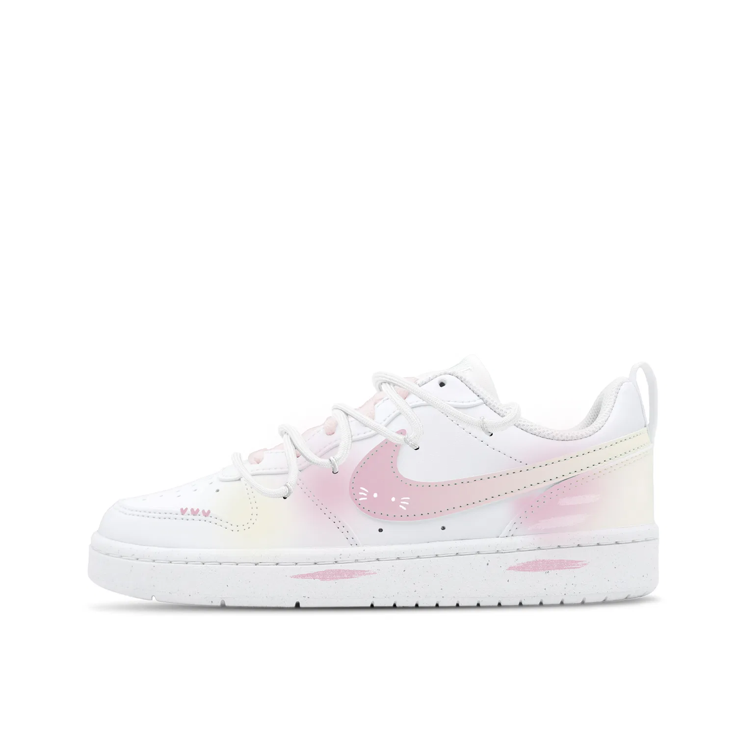 Кроссовки детские кожаные Nike Court Borough Low 2 белые/розовые/желтые — фото 3