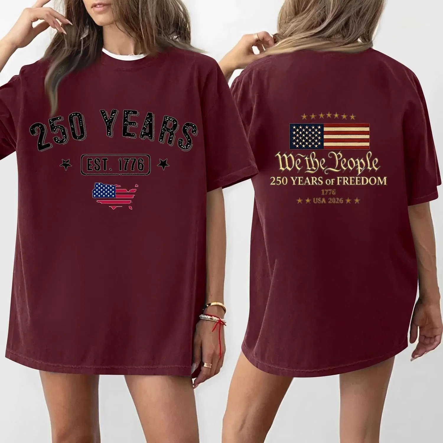 Блуза женская с принтом Independence Day, Polyester, 2-wine — фото 2