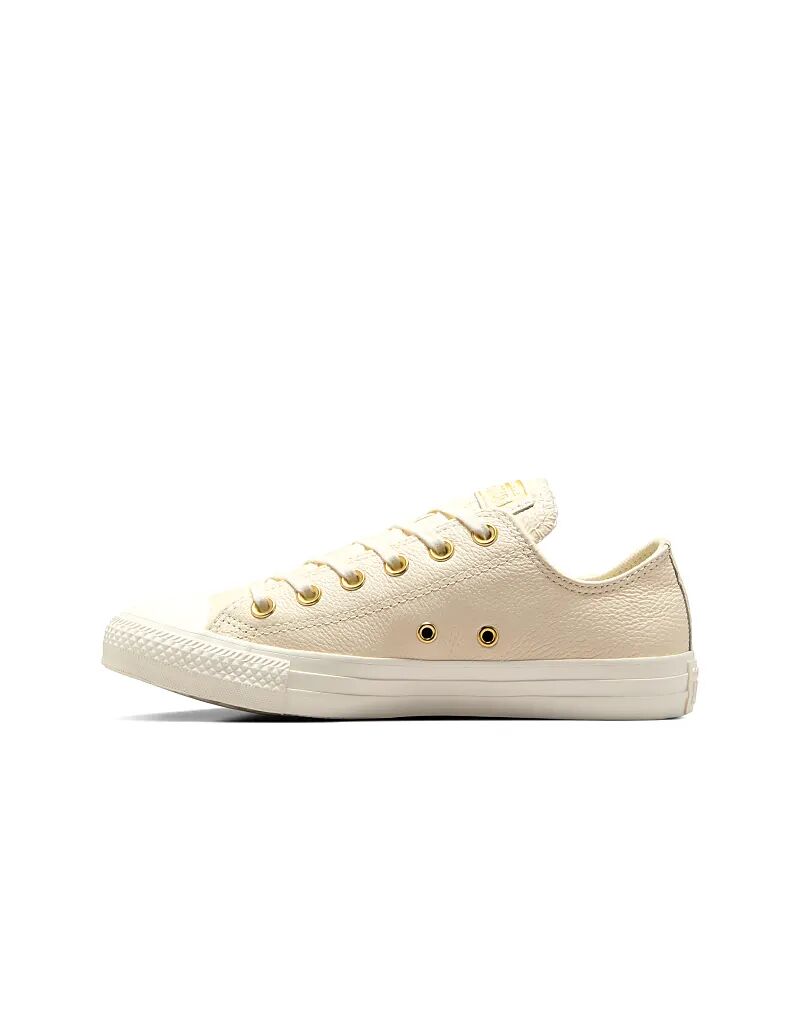 Кеды Converse Chuck Taylor All Star из натуральной кожи в цвете «эгрет/золото» — фото 3