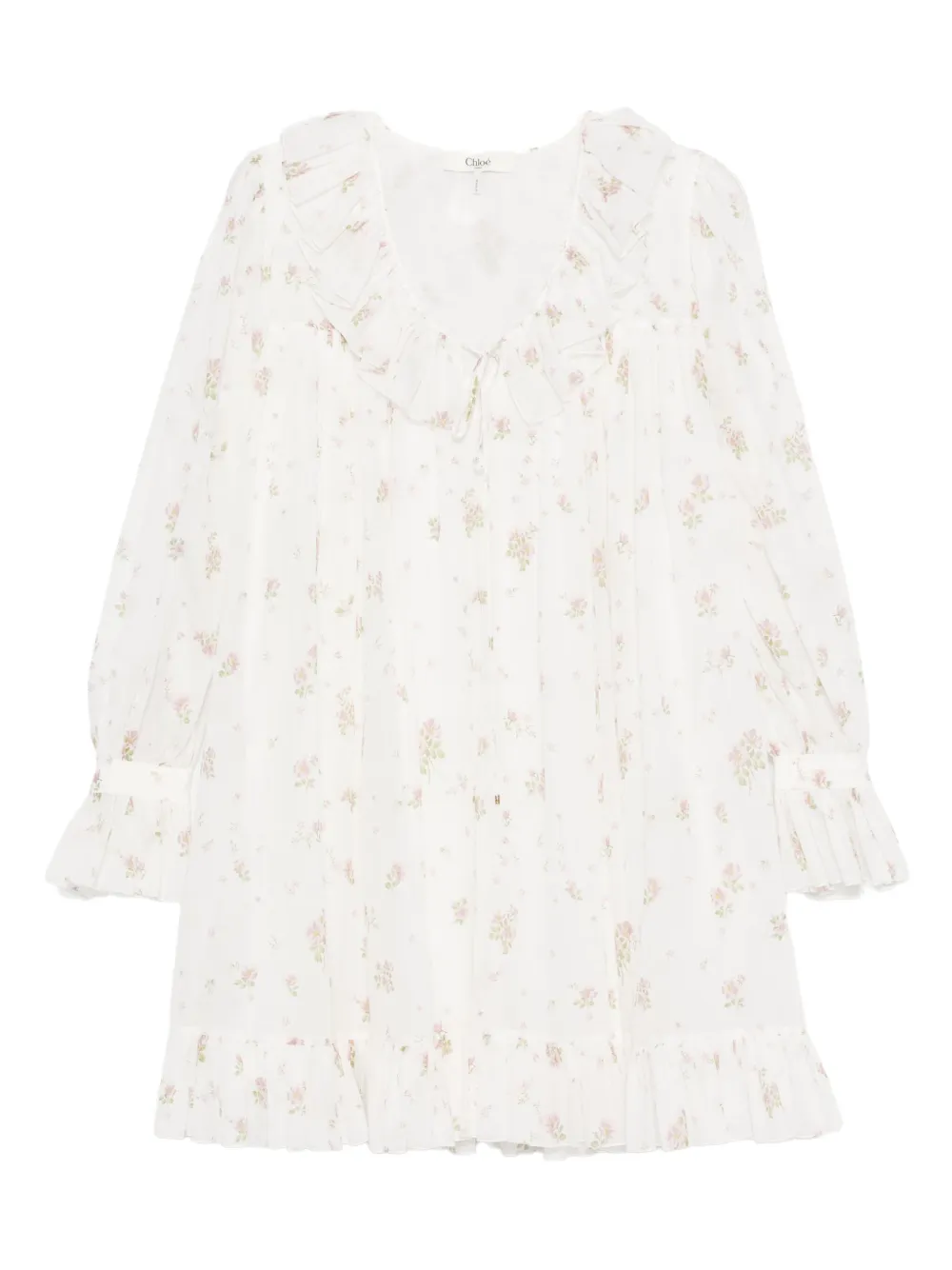 

Платье мини с цветочным принтом CHLOÉ, белый