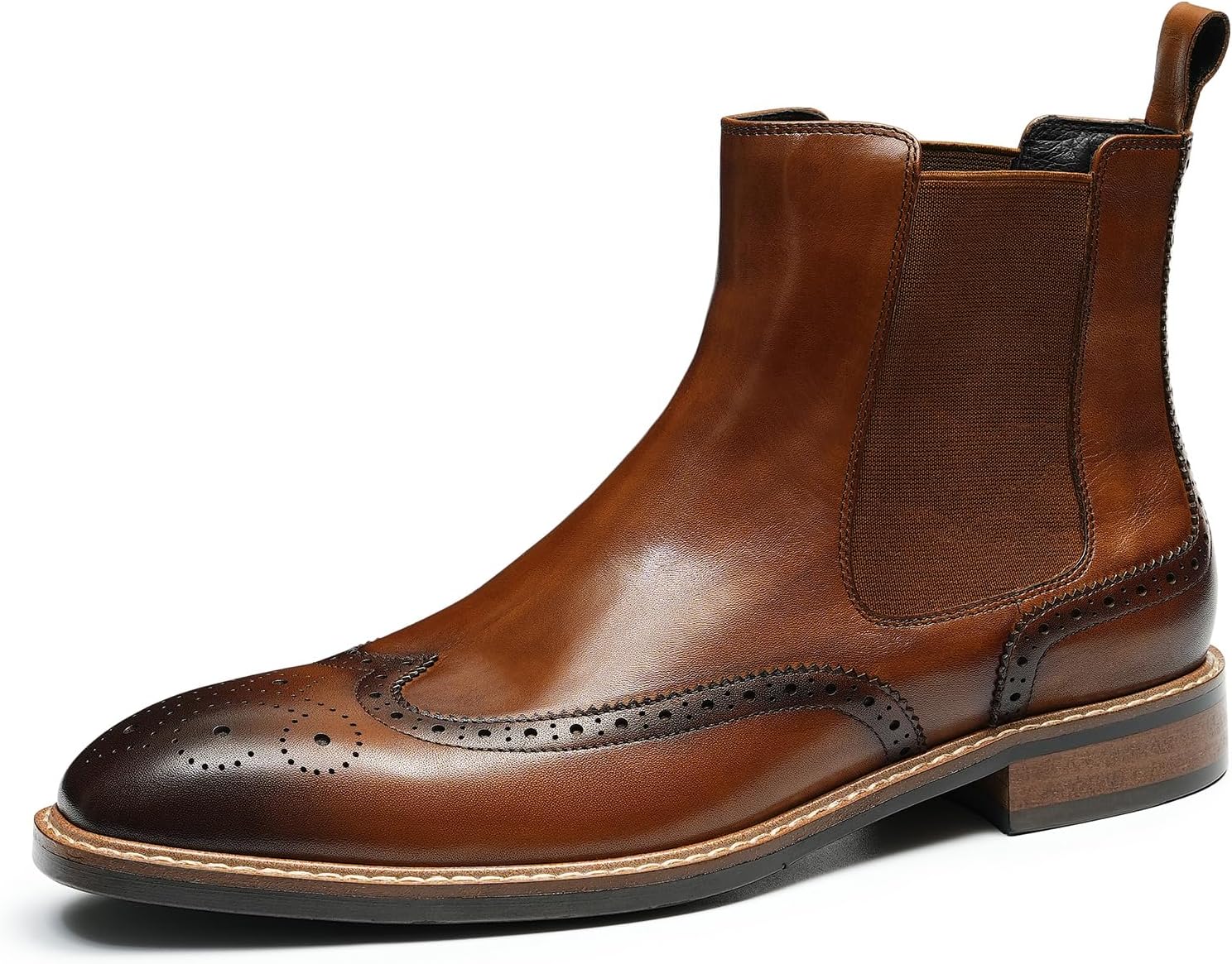 

Мужские ботинки Santimon Chelsea черные из кожи с крыльями и перфорацией, модные формальные ботинки на каждый день с застежкой без шнурков