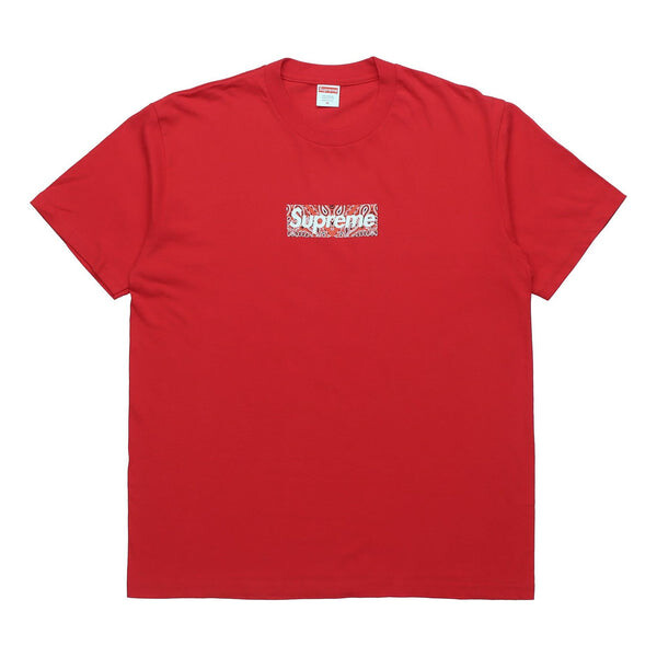 

Футболка fw19 week 17 bandana box logo tee cashew short sleeve red Supreme, красный