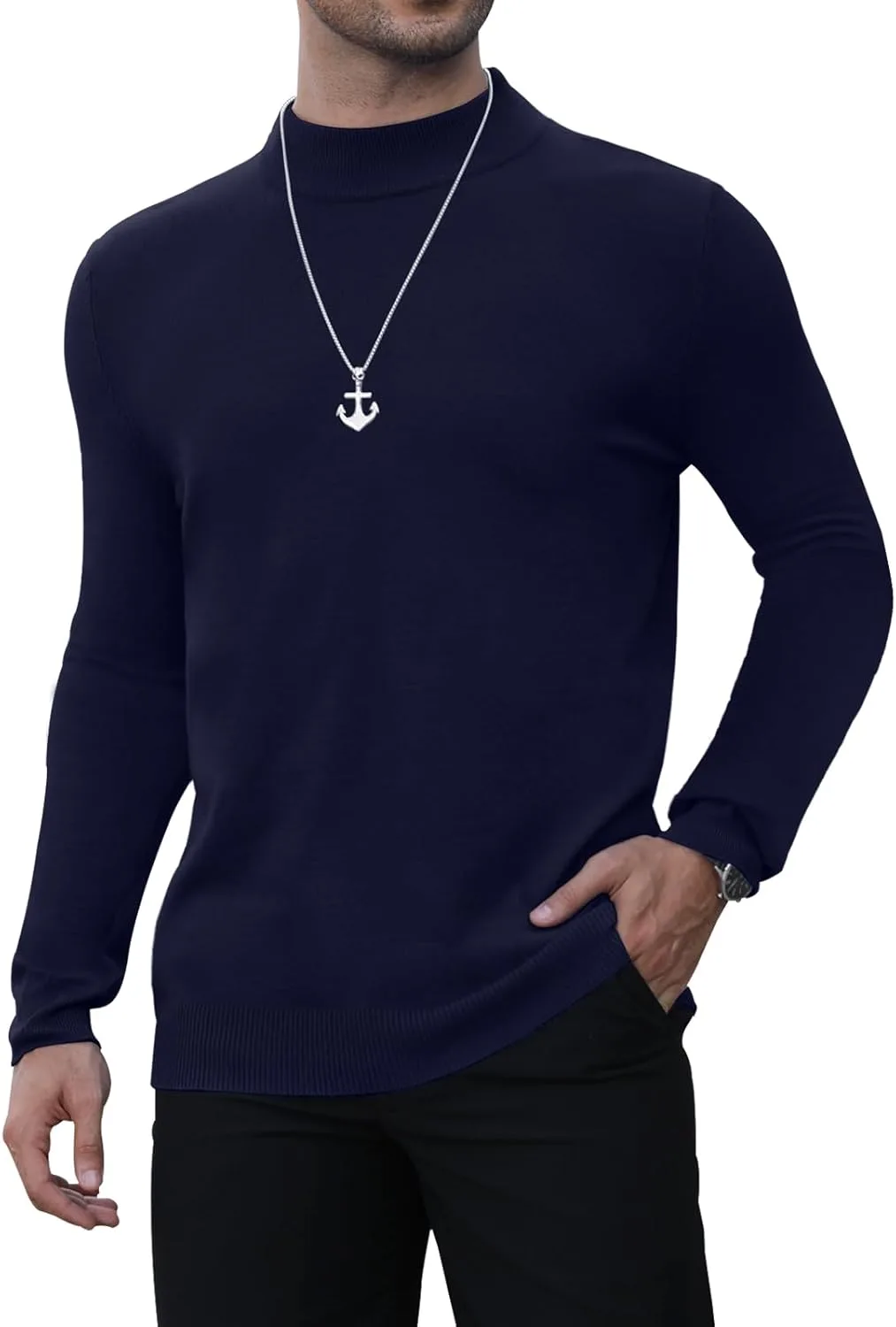 

MLANM мужской полуворотник свитер легкий пуловер