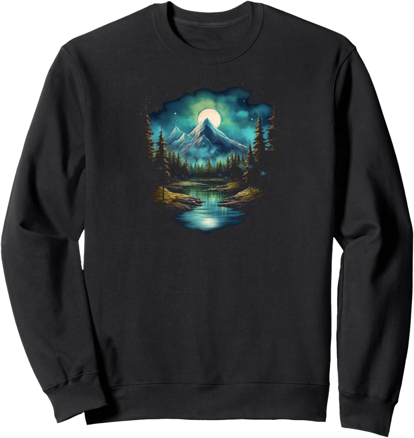 

Толстовка с изображением безмятежного горного пейзажа Mountain Landscape Apparel, черный