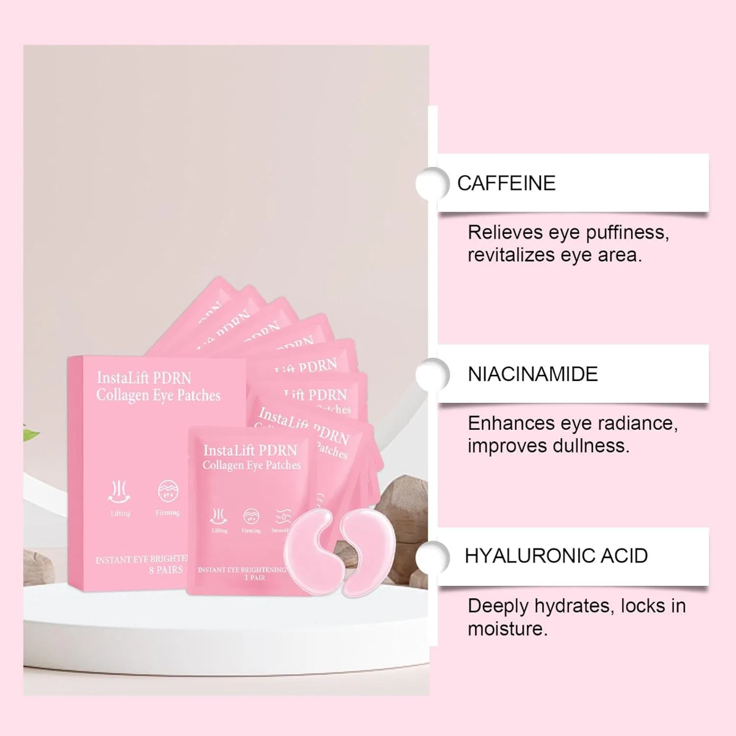 Гидрогелевые патчи для глаз Instalift PDRN & Collagen, 8 пар (3 упаковки) Generic, 3Pc — фото 4