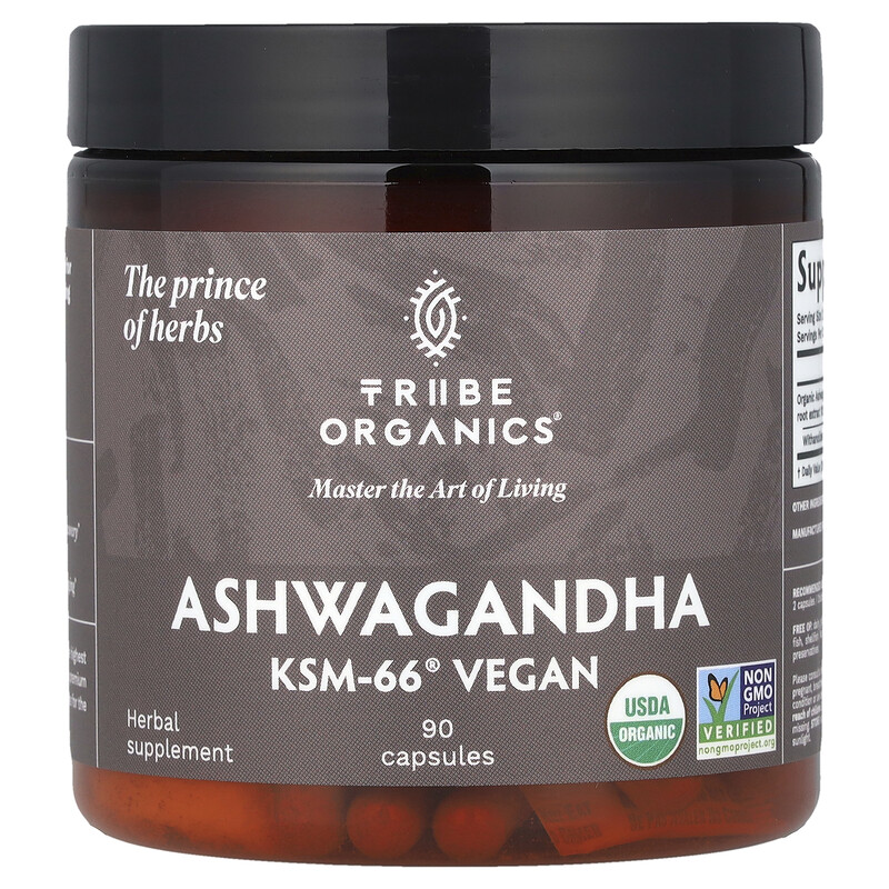 

Tribe Organics, Ashwagandha KSM-66 Vegan, 90 капсул