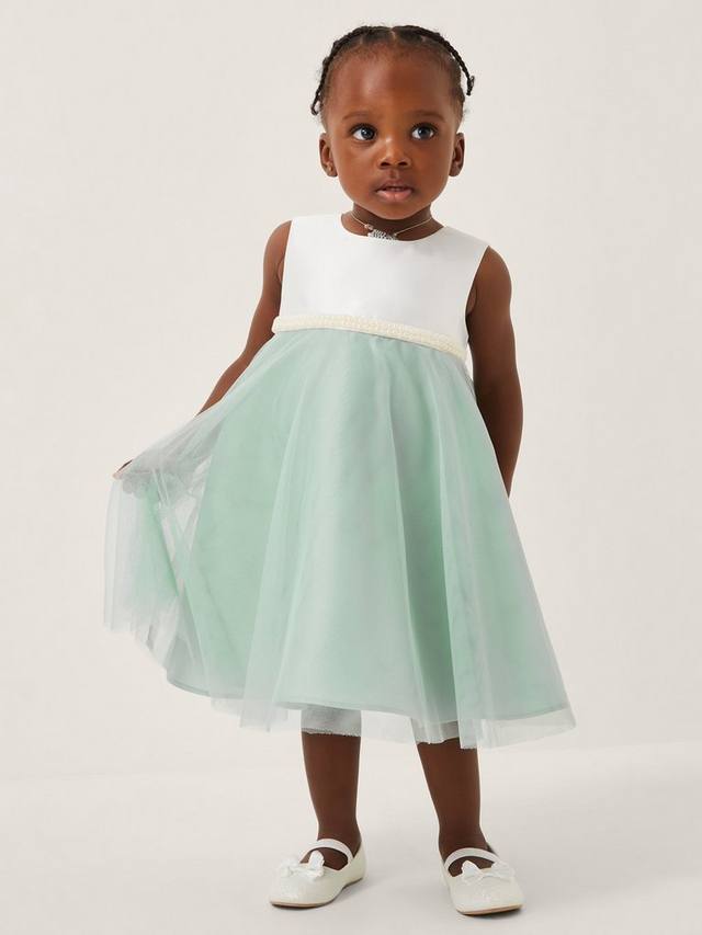 

Платье Baby Duchess без рукавов из тюля с бисером Monsoon, Sage