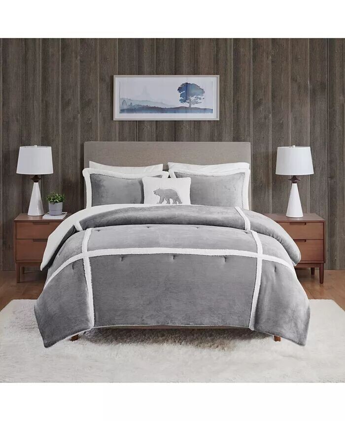 

Двусторонний плюш Orlen для шерпа, 3 шт. Комплект одеял, Твин Woolrich, серый
