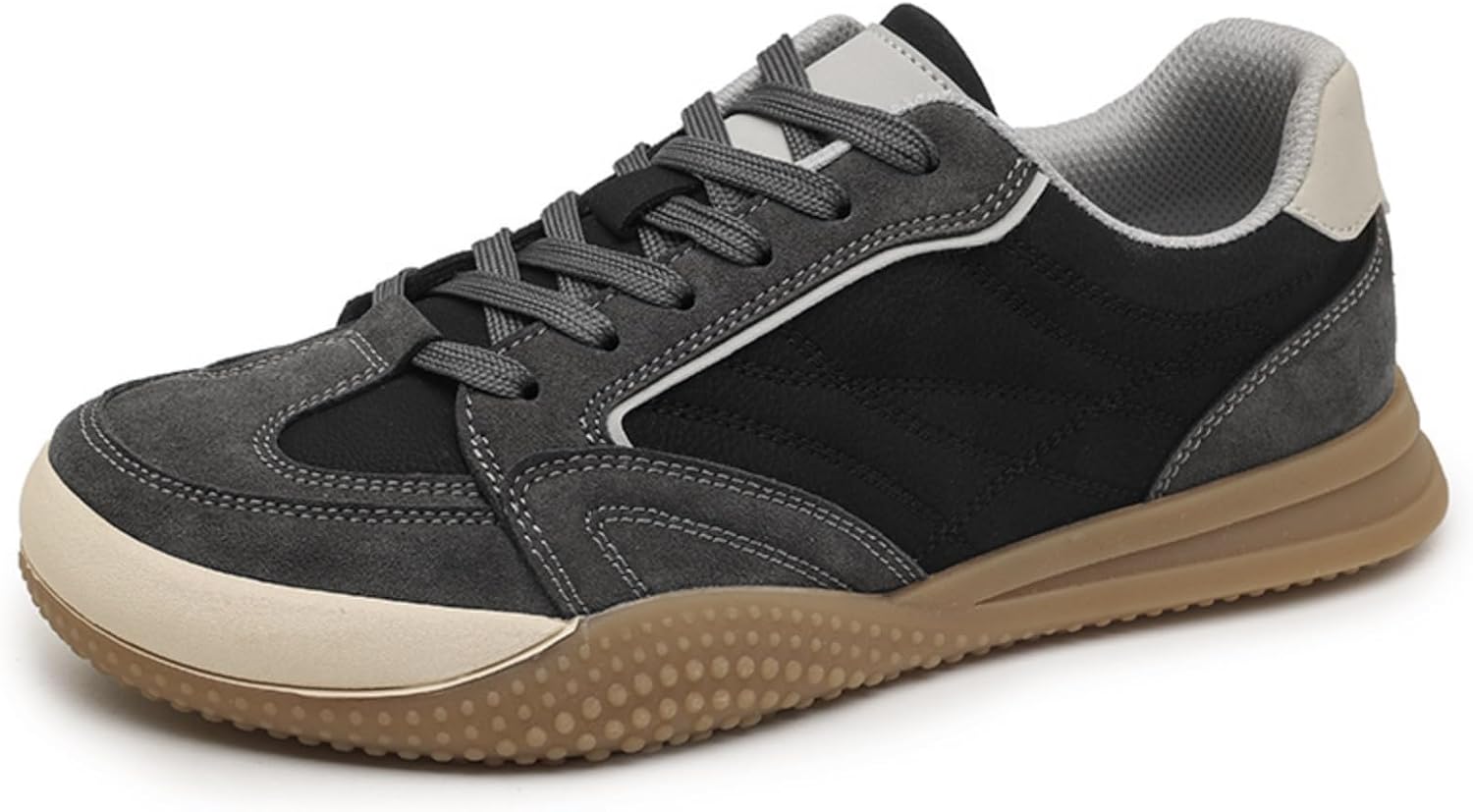 

Мужские спортивные дышащие кроссовки на шнуровке, противоскользящие, в ретро-стиле, повседневные кроссовки с резиновой подошвой, подходят для тенниса, тренажерного зала, свиданий и ежедневного ношения Houdbdol, бежевый