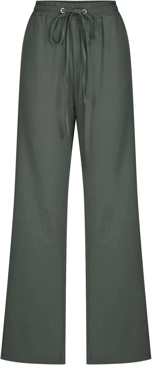 Брюки повседневные из хлопка и льна, Army Green — фото 3