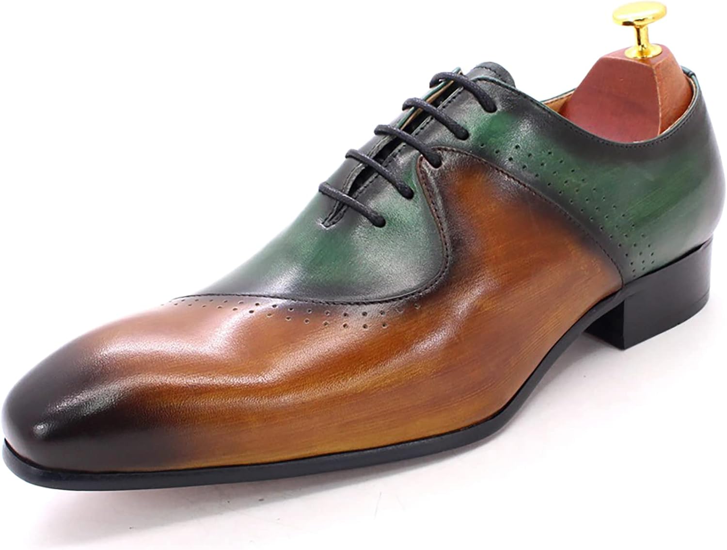 

Мужские коричнево-зеленые кожаные туфли с шнуровкой, дерби, классические оксфорды, офисные и свадебные, коричневые-47 Generic