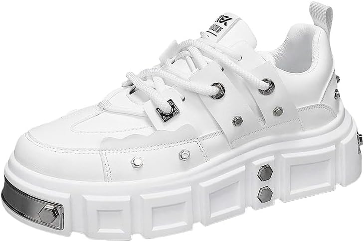 

Авангардные массивные кроссовки: панк-вдохновленные металлические заклепки, модное заявление, идеально подходят для скейтбординга, вечеринок и повседневной носки Fmshi, белый