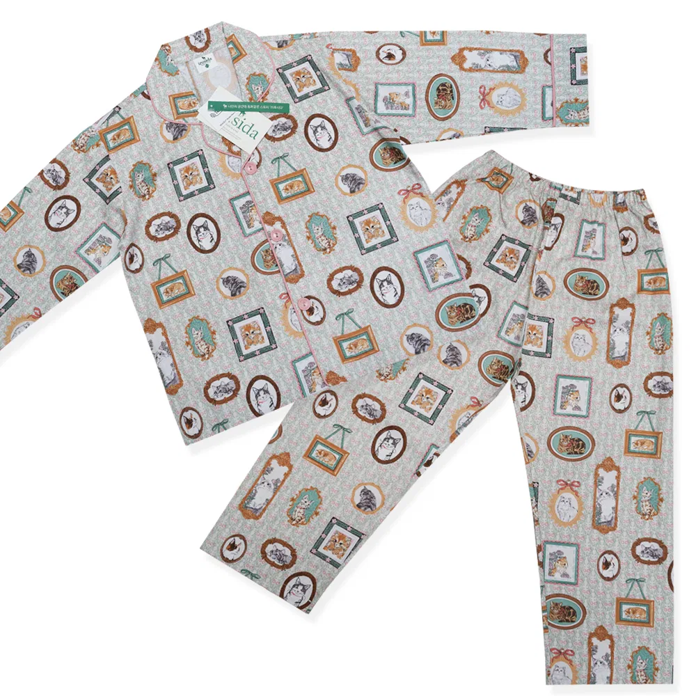 Детская пижама New Vintage Cats с длинным рукавом из тенселя и модала от Irusida
