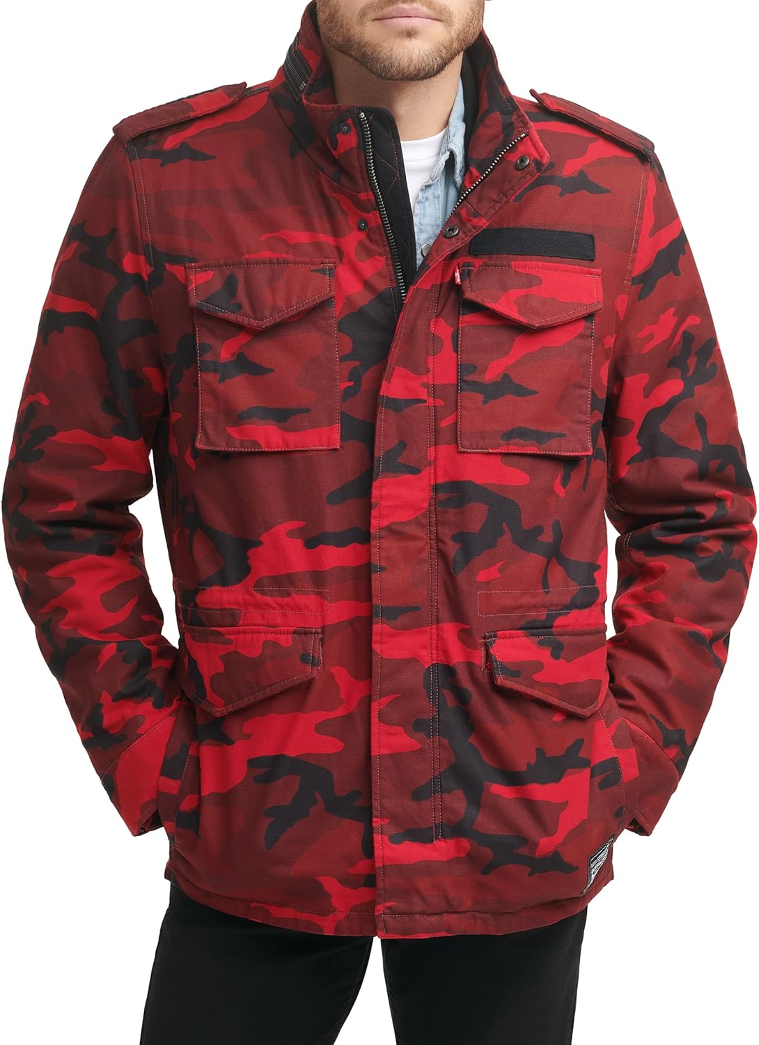 Мужское полевое пальто Levi's с подкладкой из шерпы, Red Camo