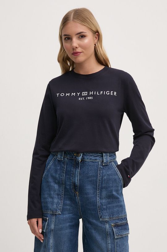 

Хлопковая рубашка с длинным рукавом Tommy Hilfiger, темно-синий