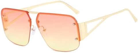 

Модные ретро-солнцезащитные очки квадратной формы для женщин, винтажная металлическая оправа, модные мужские солнцезащитные очки с защитой от УФ-излучения UV400 MTZJH, Gold Pink Yellow