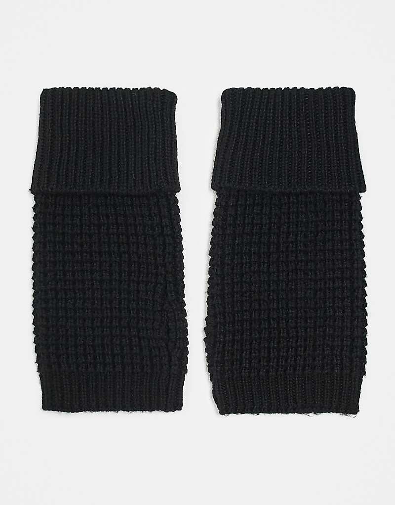 

ASOS DESIGN – Черные грелки для рук вафельной вязки
