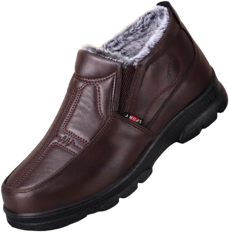 

Зимние теплые мужские ботинки Hhhchpm большого размера - с противоскользящей подошвой для походов и активного отдыха на свежем воздухе, коричневый