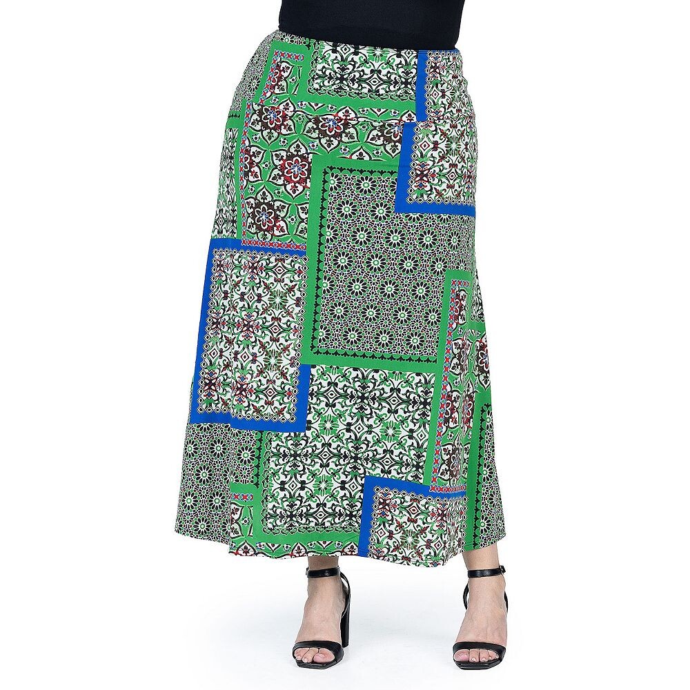 

Макси-юбка размера плюс 24Seven Comfort Apparel, цвет Green Multi