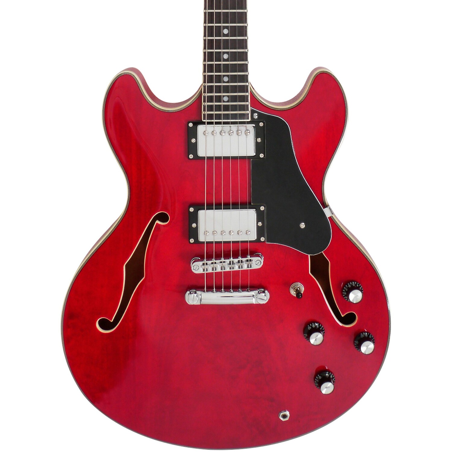 

Электрогитара Sire Larry Carlton H7 Hollowbody, прозрачная, красная