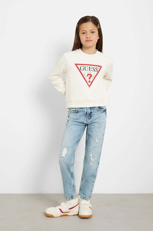 

Детская хлопковая толстовка Guess, бежевый