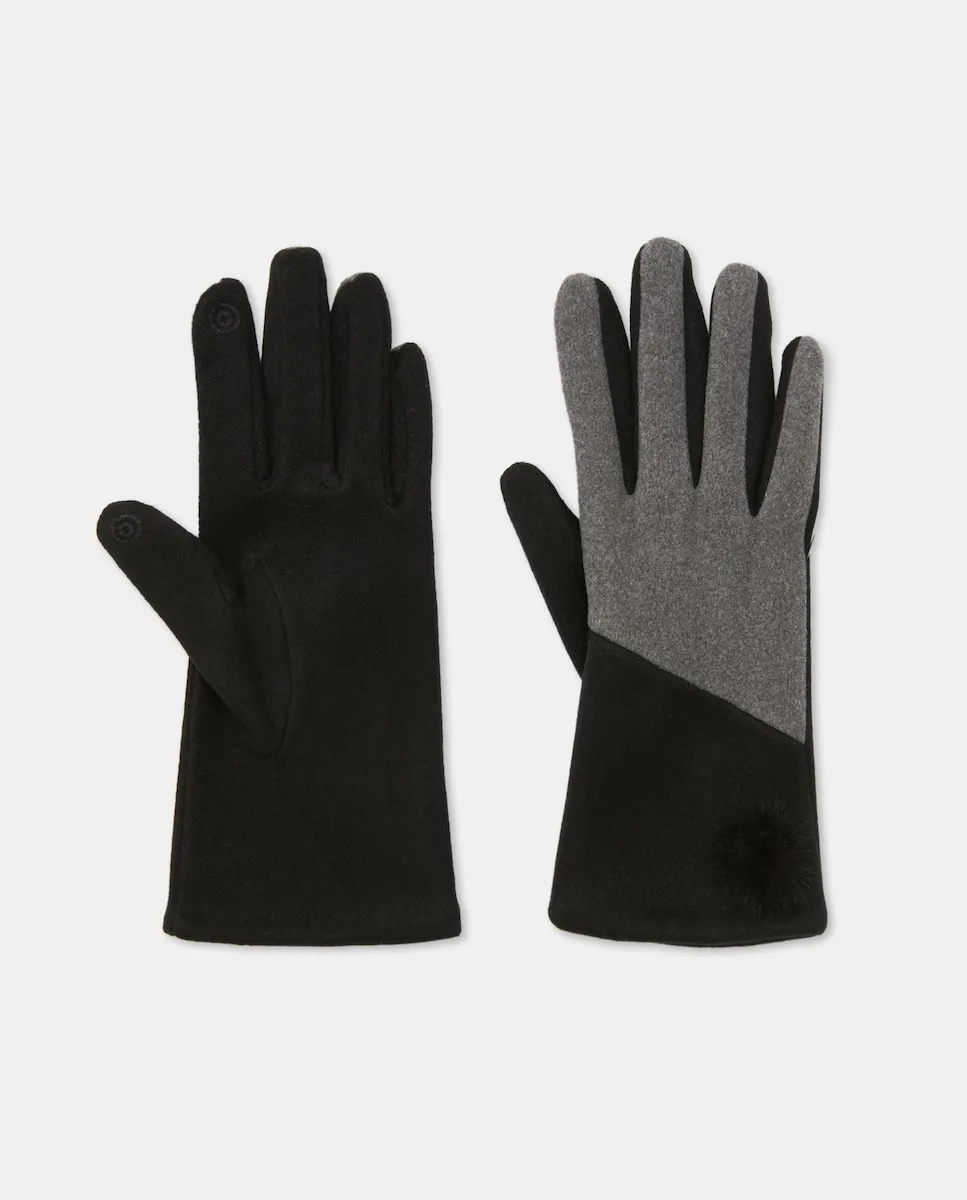 

Вязаные перчатки черного цвета с серыми деталями Eem