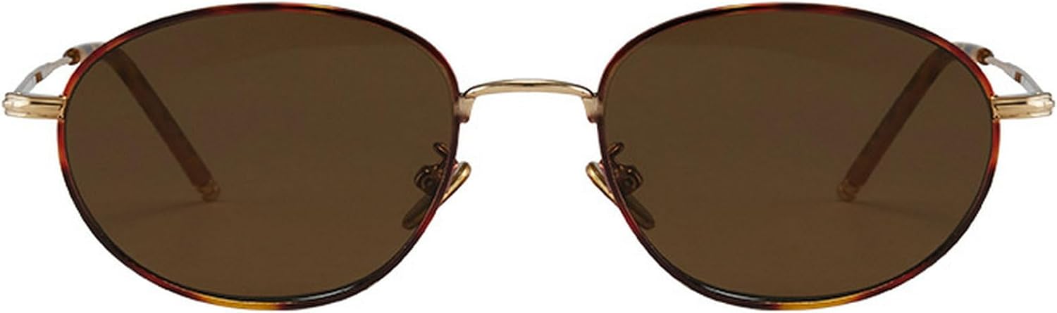 

Ретро овальные солнцезащитные очки для женщин и мужчин, модные и роскошные солнцезащитные очки в стиле 90-х, стильные солнцезащитные очки в металлической оправе mincl, Brown