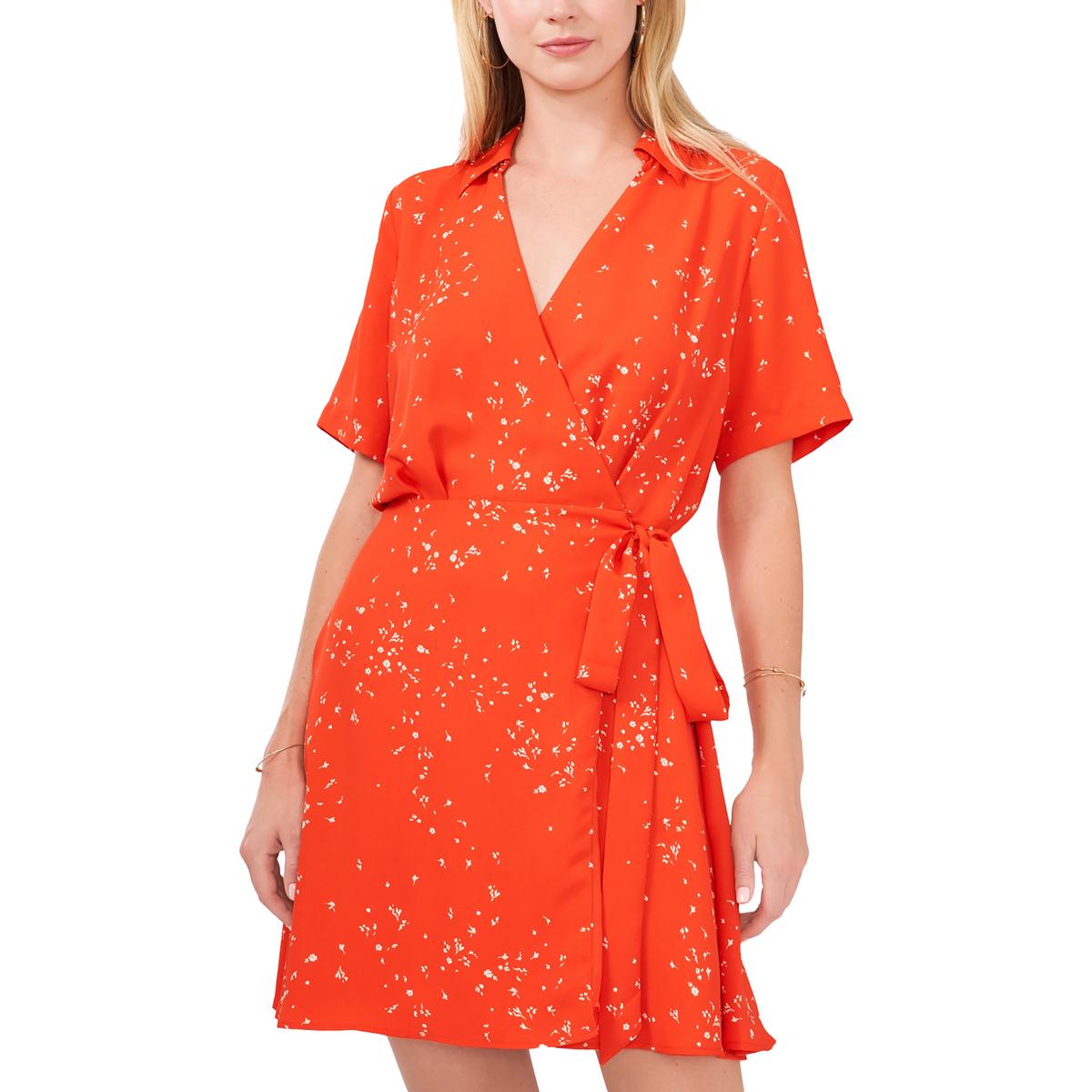 

Женское мини-платье-рубашка с имитацией запаха Vince Camuto, оранжевый