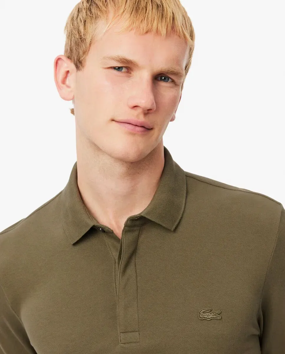 Мужская рубашка-поло Smart Paris из пике с длинными рукавами Lacoste, Verde Militar — фото 3