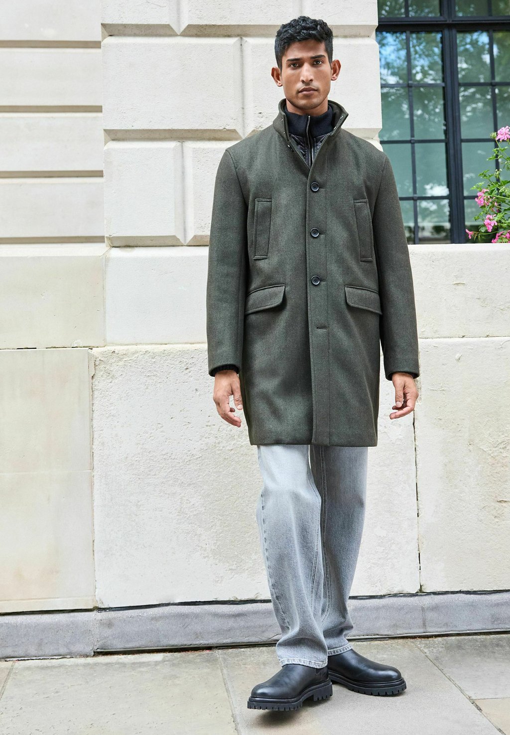 

Классическое пальто FUNNEL NECK Next, зеленый