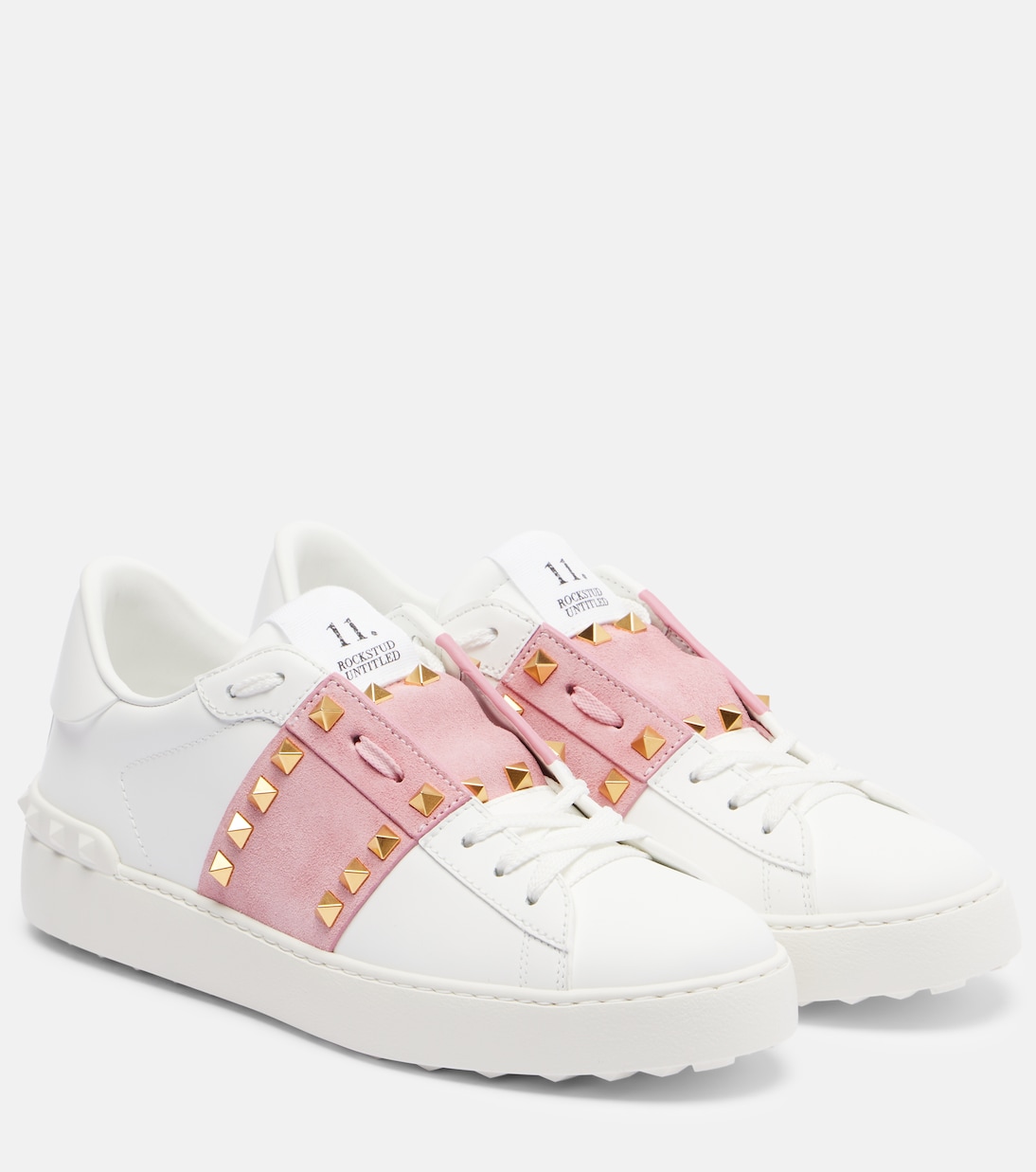 Кожаные кроссовки Rockstud Untitled Valentino Garavani, Bianco/Vintage Rose/Bianco