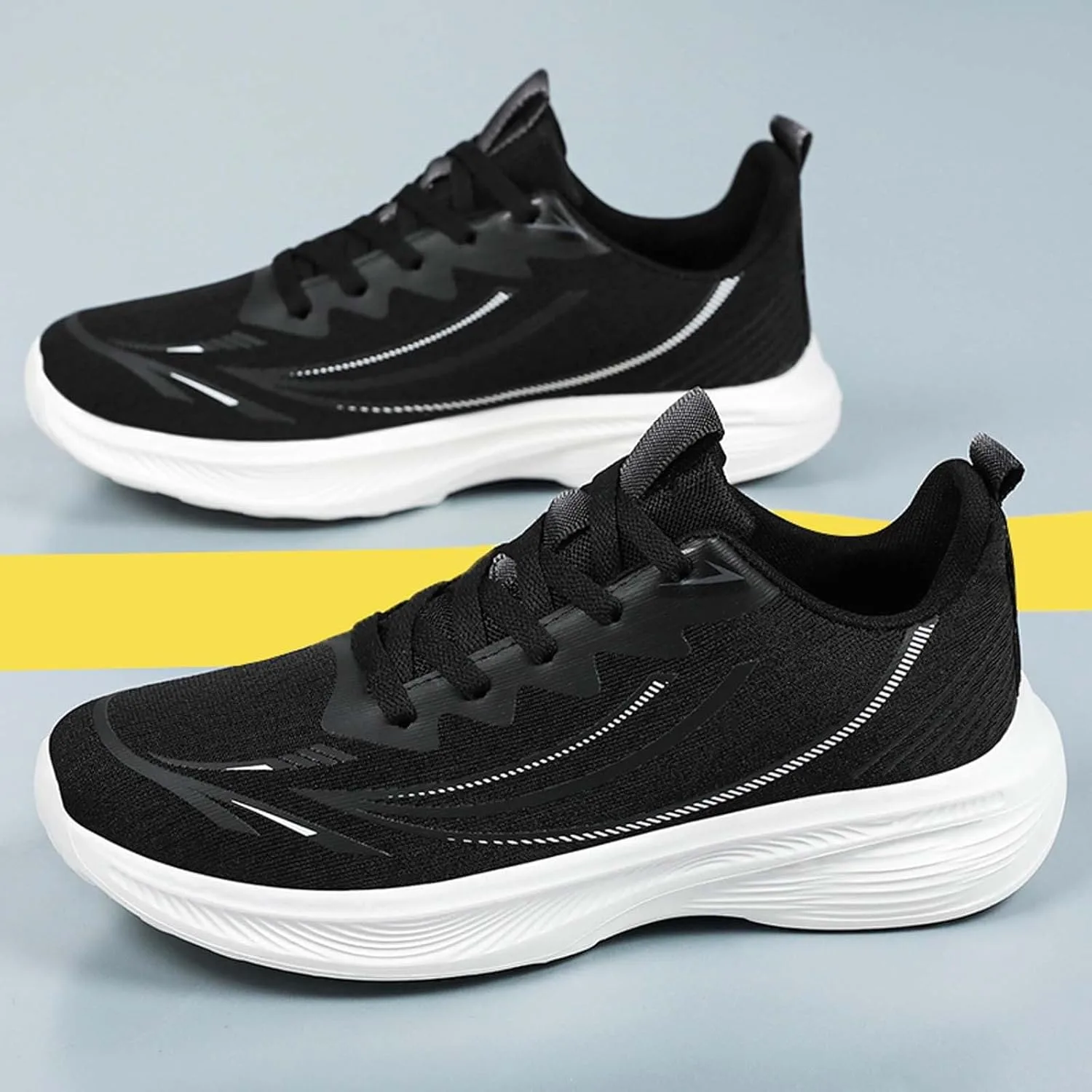 Кроссовки Herren Breathable Flat Retro Fashion Кроссовки Herren SchnuRschuhe mit PU-Leder Laufschuhe Turnschuhe Фитнес Бег Walkingschuhe Generic, черный — фото 3