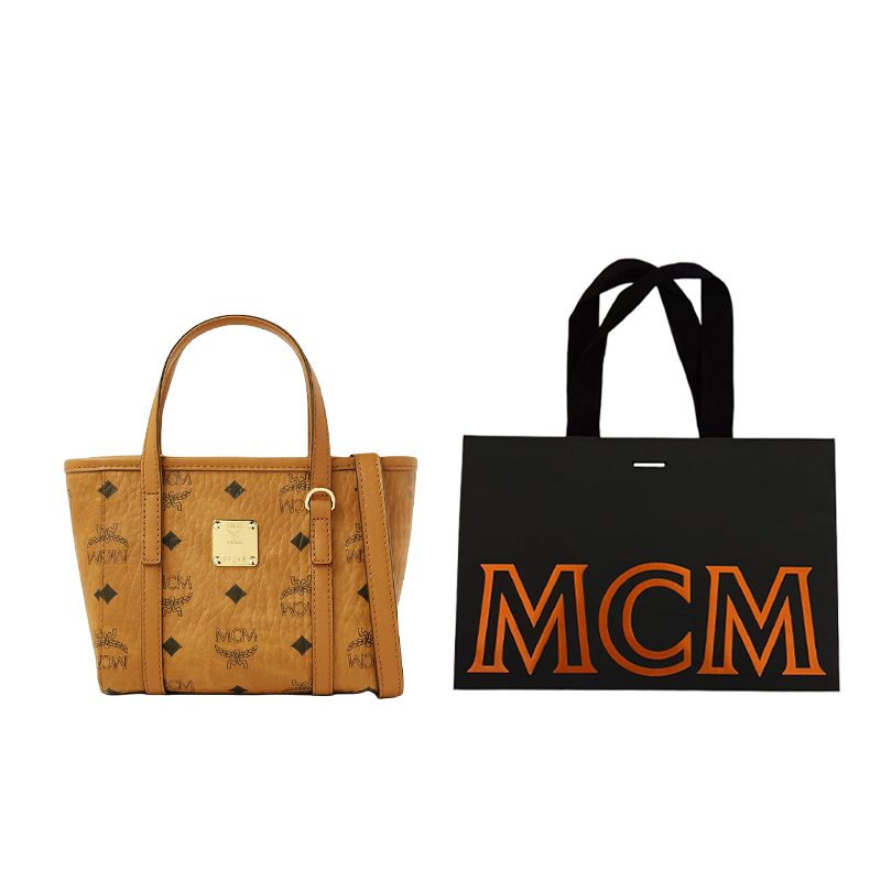 

MCM Мини кожаная сумка шопер Toni Visetos женская коричневая