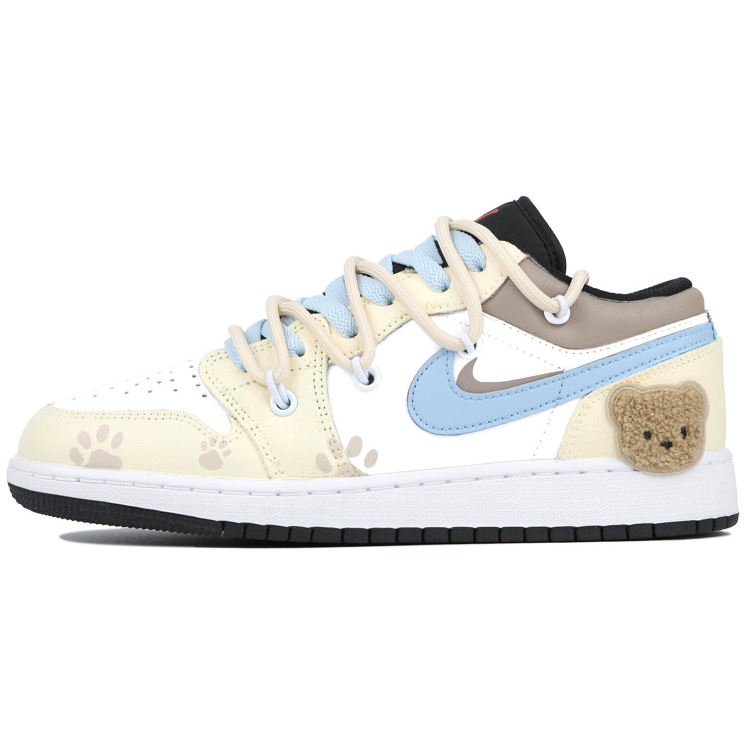Кроссовки Air Jordan 1 Vintage Basketball Shoes Women's Low-top White/Blue/Yellow/Brown, белый