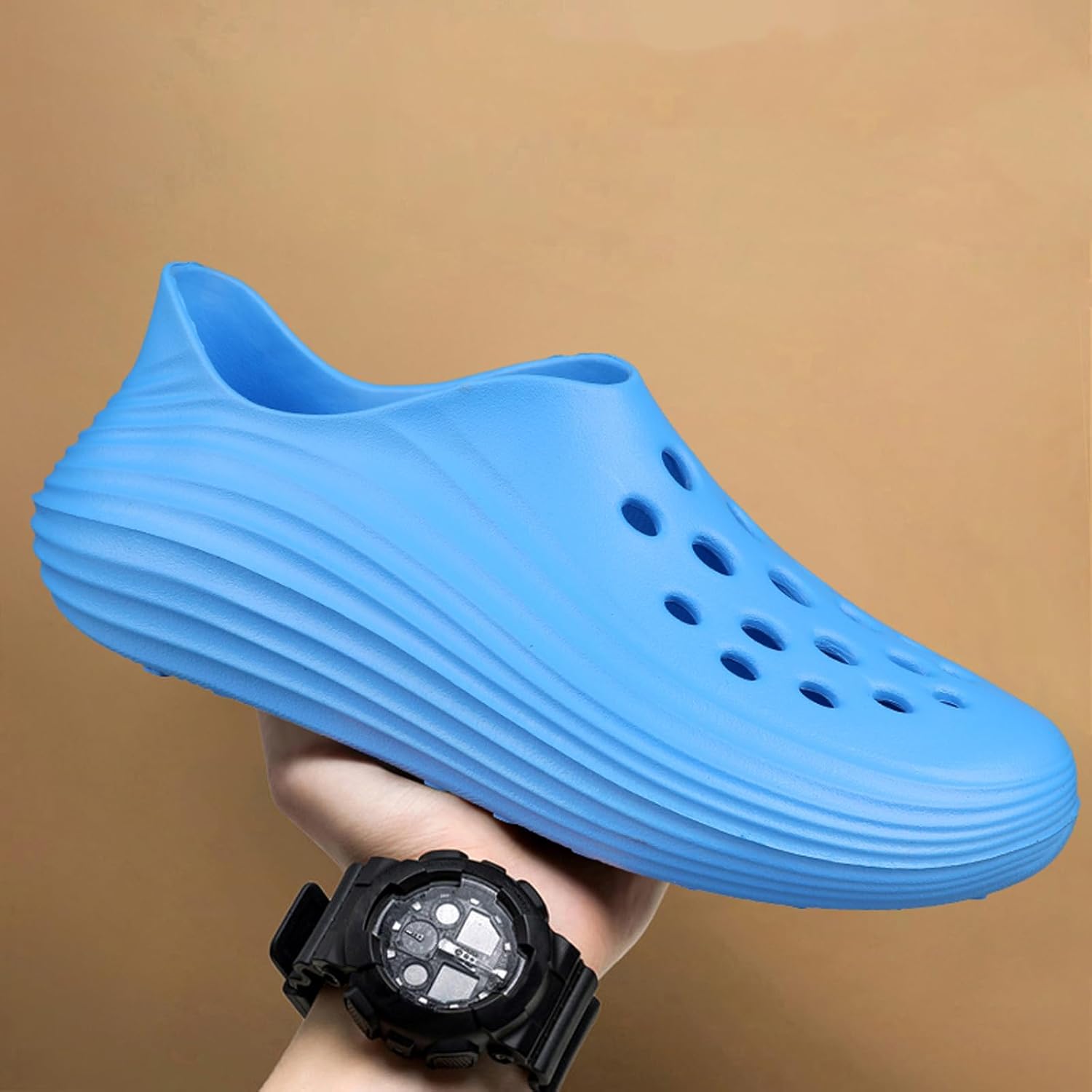 Кроссовки Foam Runner для мужчин и женщин, без шнурков, с вырезами, в стиле Foam Runner, легкие, долговечные, из EVA, дышащие, мягкие тапочки-облака для мужчин и женщин Inkuil, синий — фото 3