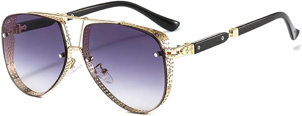 

Винтажные готические солнцезащитные очки в стиле стимпанк для женщин, ретро-очки в стиле пилот-панк для мужчин, защита от ультрафиолета UV400 MTZJH, Golden Grey