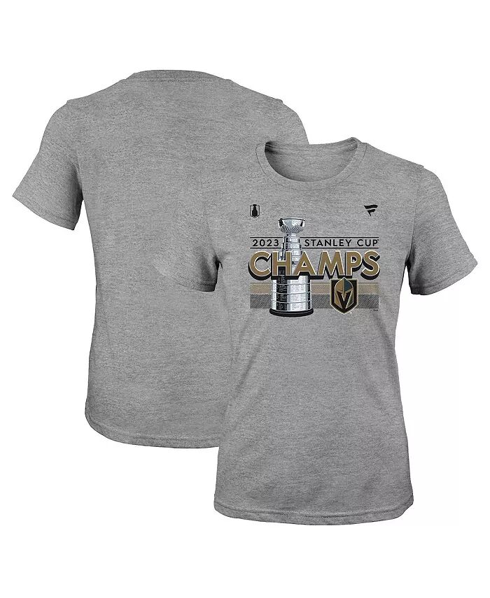 

Футболка Big Girls Heather Gray Vegas Golden Knights 2023 Stanley Cup Champions для раздевалки Fanatics