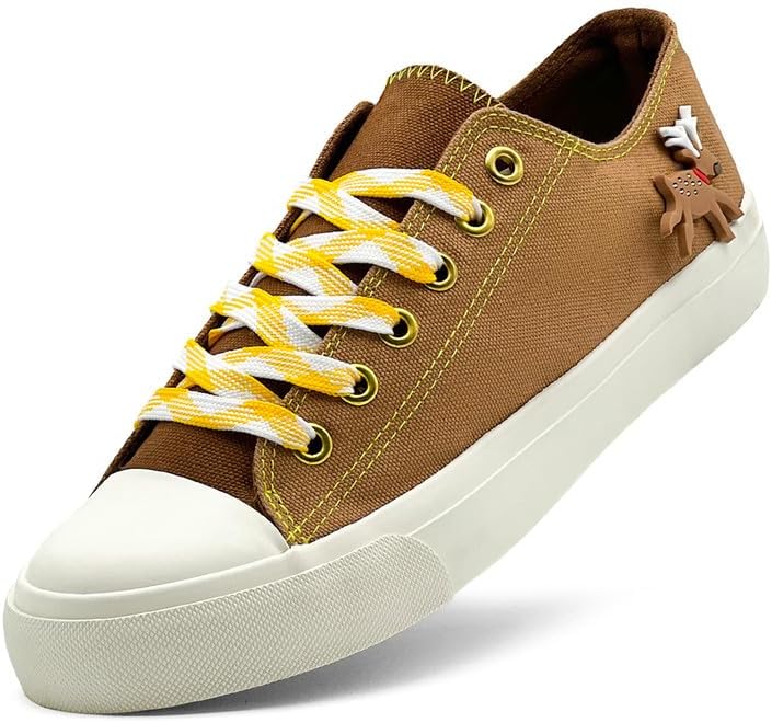 

Кеды Xraehni унисекс низкие на шнуровке для женщин и мужчин, классические холщовые кеды, модные для прогулок, бега, повседневного ношения, легкие и удобные теннисные туфли, коричневый